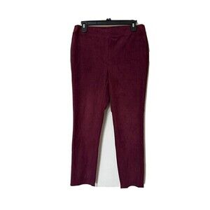 Chico's Womens Faux Suede Pants Size 0 Knit Pull On Stretch Crop Ankle Burgundy